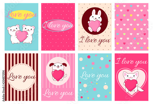 Valentine banners with cute animals