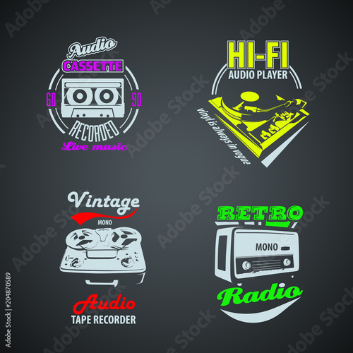 Set of retro colored vintage logotypes