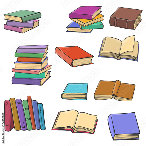 vector set of drawing books