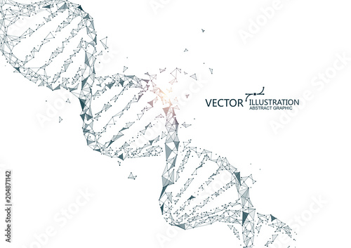 DNA abstract graphics, and the things of points and lines, vector background.