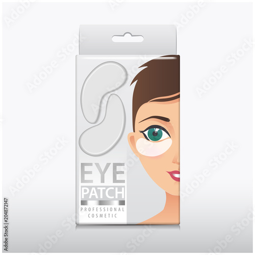 Package of Hydrating Under Eye Gel Patches. Vector illustration of white box with eye gel patches