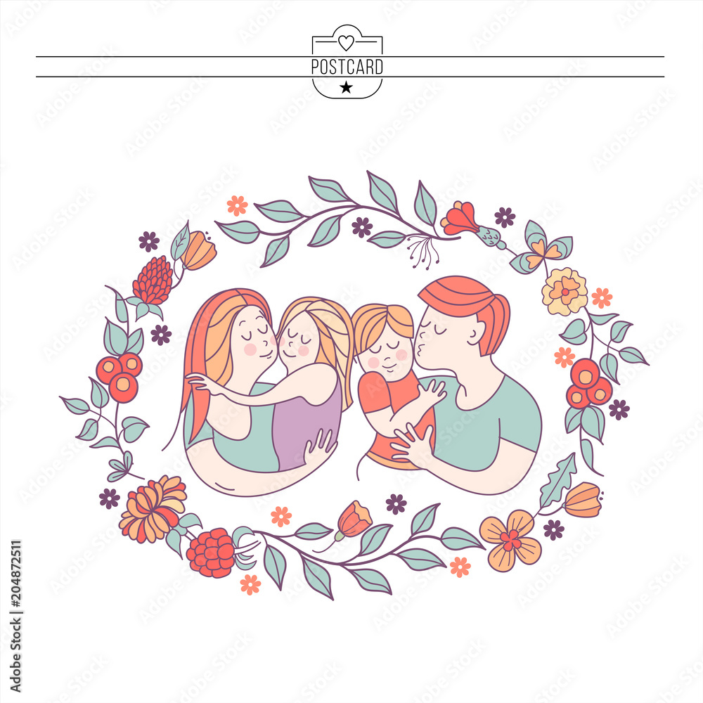 Family day. Happy family. Vector illustration. Family day. Happy family. Vector illustration.
