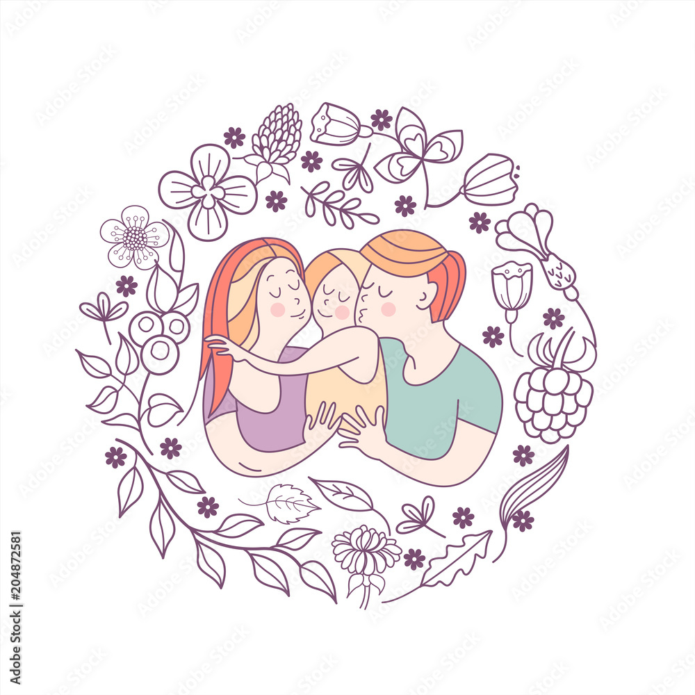 Family day. Happy family. Vector illustration. Family day. Happy family. Vector illustration.
