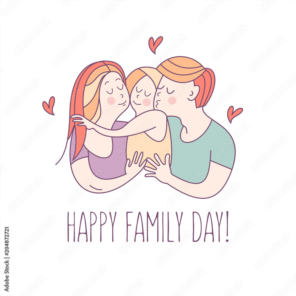 Family day. Happy family. Vector illustration. Family day. Happy family. Vector illustration.