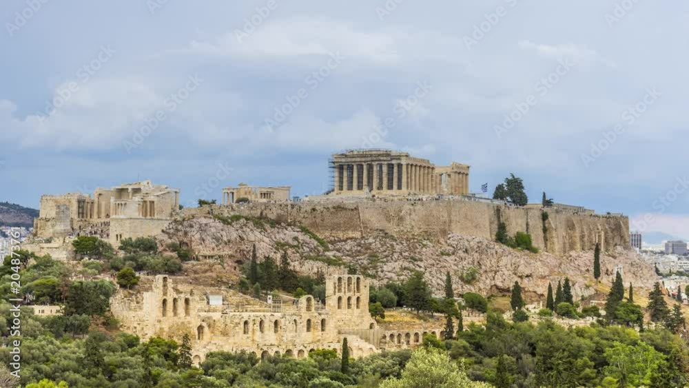 Temple of Parthenon 4K timelapse, Athenian Acropolis, Athens, Greece Temple of Parthenon 4K timelapse, Athenian Acropolis, Athens, Greece