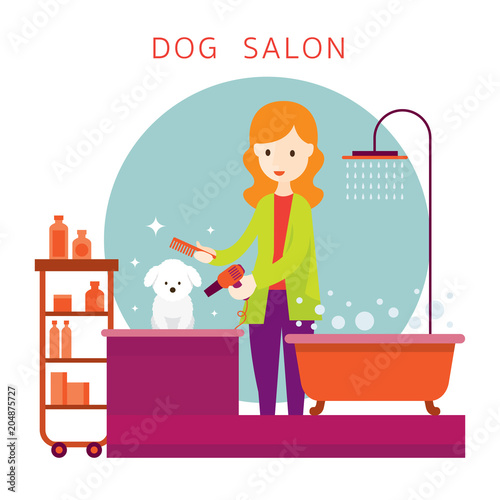 Woman with Dog, Grooming Shop, Salon and Spa, Beauty, Groomer