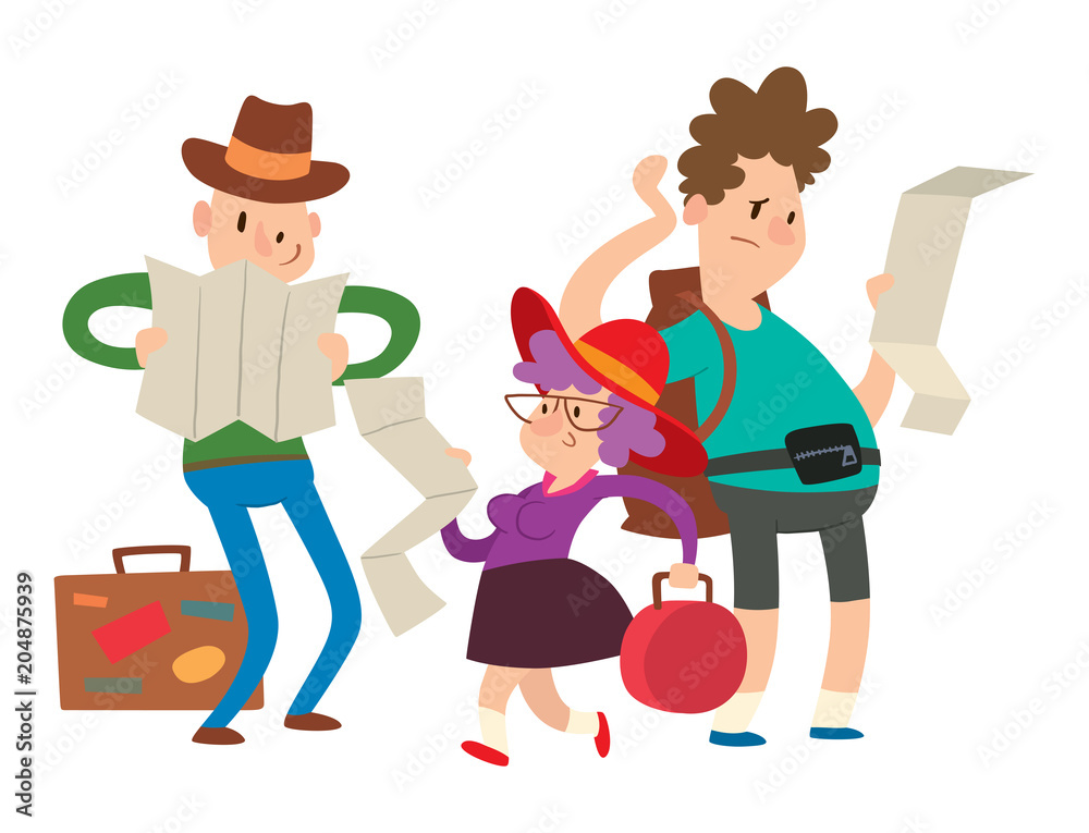 Traveler people searching right direction on map vector traveling freedom and active character lifestyle concept illustration. Traveler people searching right direction on map vector traveling freedom and active character lifestyle concept illustration.