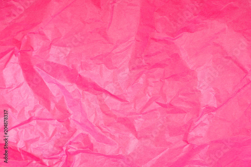 Abstract Bright Pink Crumpled Tissue Paper Texture Background