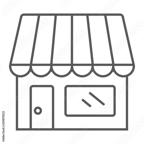 Store thin line icon, business and market, shop sign vector graphics, a linear pattern on a white background, eps 10.