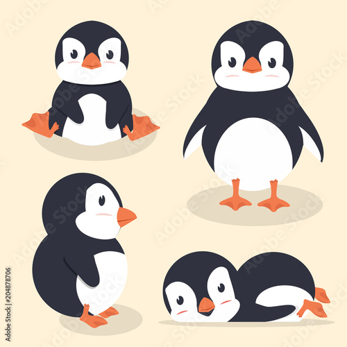 Fotografie, Obraz Cute little penguin vector set
