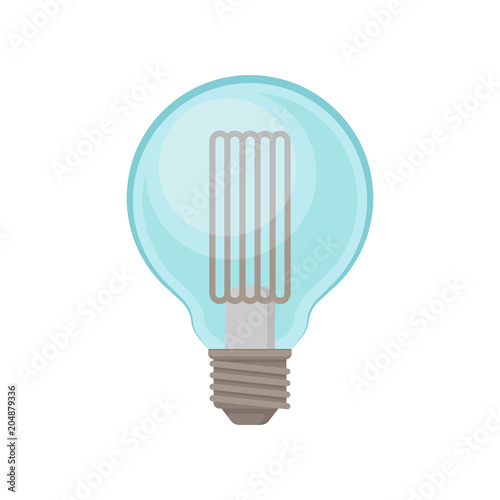 Transparent light bulb in shape of globe. Electricity or power consumption theme. Flat vector element for packing  promo poster or banner