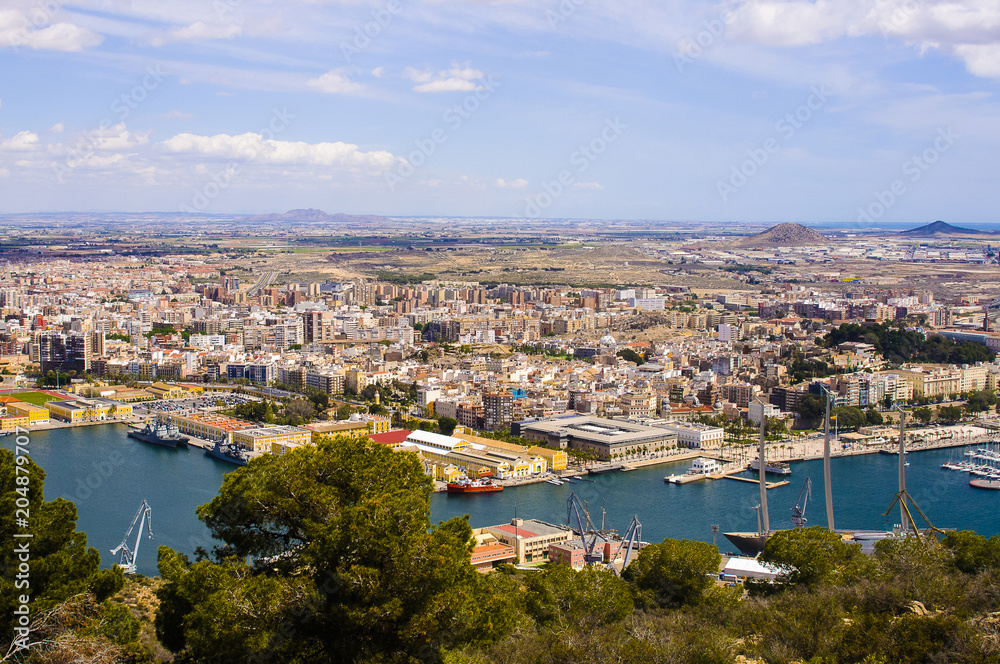 Panoramic view of Cartagena in Spain