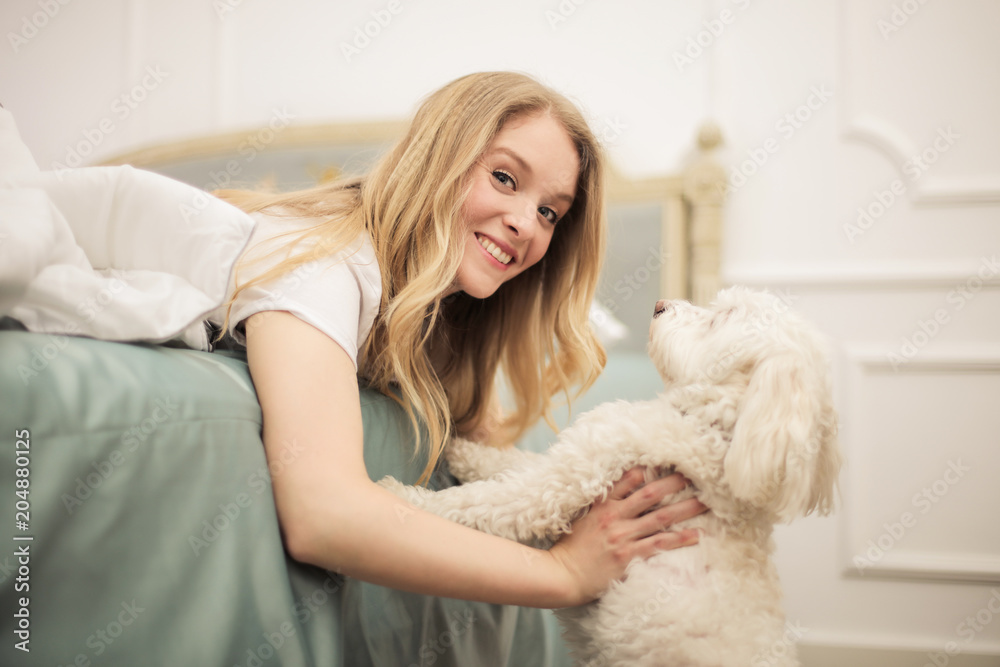 Cuddles with the dog Cuddles with the dog