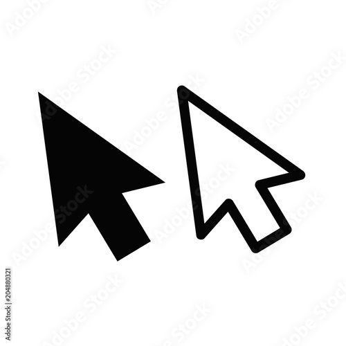Computer mouse click pointer cursor arrow flat icon for apps and websites