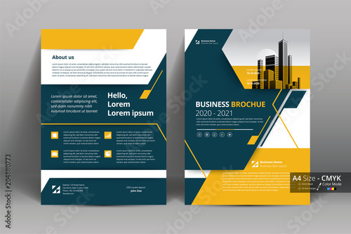 Abstract vector modern flyers brochure / annual report /design templates / stationery wit yellow and gray geometric  background in size a4