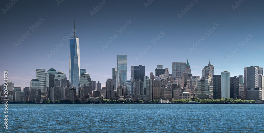 Fototapeta premium Panorama Lower Manhattan, skyline and urban background, New York City, USA