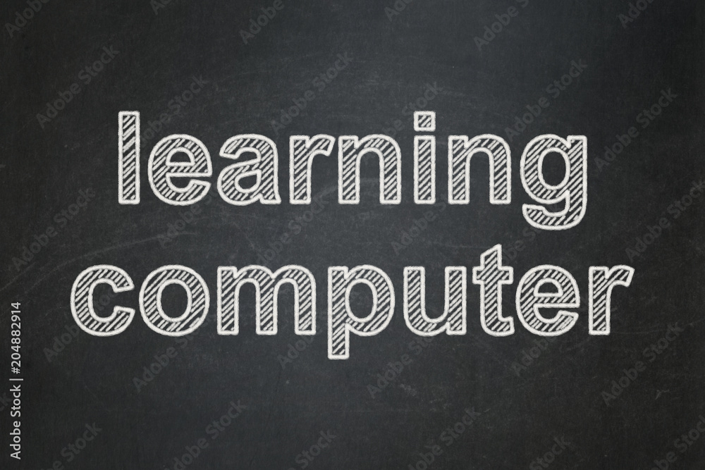 Obraz premium Learning concept: text Learning Computer on Black chalkboard background