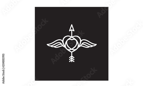 Arrow Heart Love Wings Freedom Hipster logo design inspiration