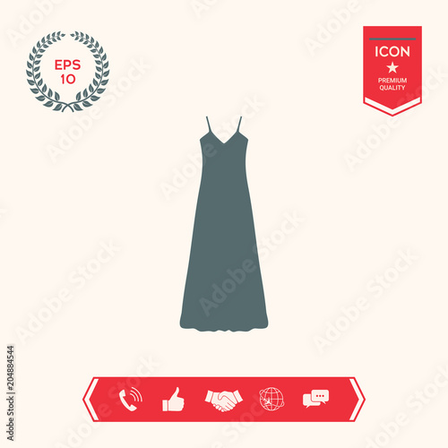Long Dress, Evening dress, combination or nightie , the silhouette. Menu item in the web design