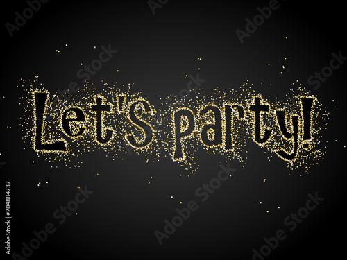 LET′S PARTY! Gold Glitter Banner
