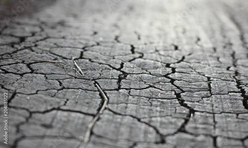 dried cracked ground on a dirt road