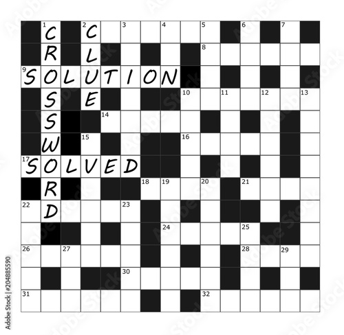 Vector Crossword Grid part completed with words