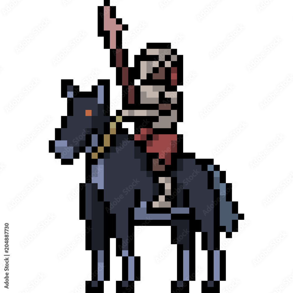 vector pixel art knight medieval