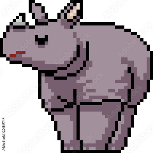 vector pixel art rhinoceros