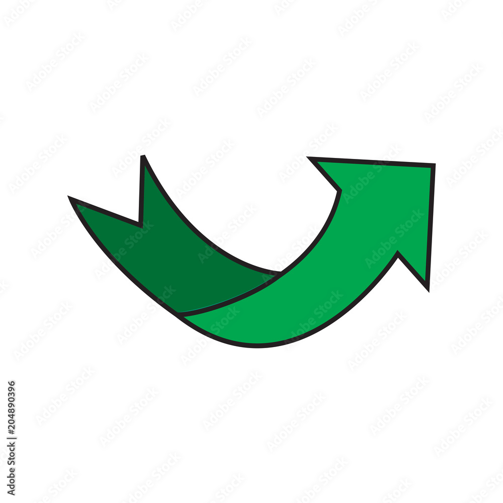 Arrow green sign in white background Arrow green sign in white background