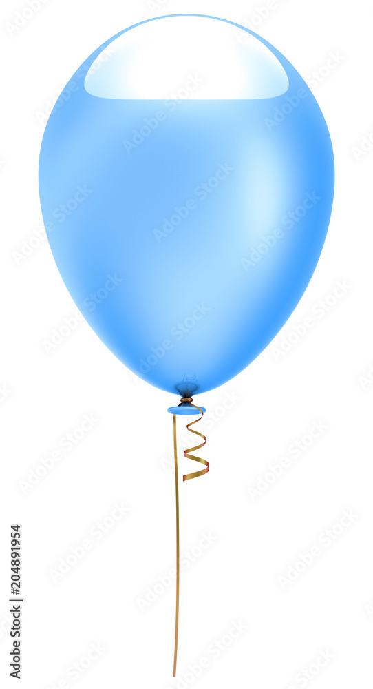 Helium balloon one single blank blue clean. Happy birthday party, holiday, celebrate decoration basic. 3d illustration, isolated Helium balloon one single blank blue clean. Happy birthday party, holiday, celebrate decoration basic. 3d illustration, isolated