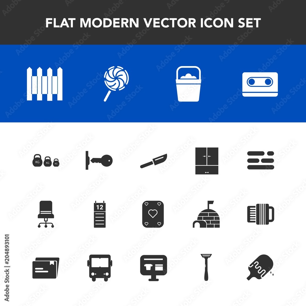 Modern, simple vector icon set with business, door, water, fence, music,  poker, template, barrier, agenda, sweet, house, key, retro, dinner, candy,  protection, restaurant, table, kilogram, play icons Stock Vector | Adobe  Stock