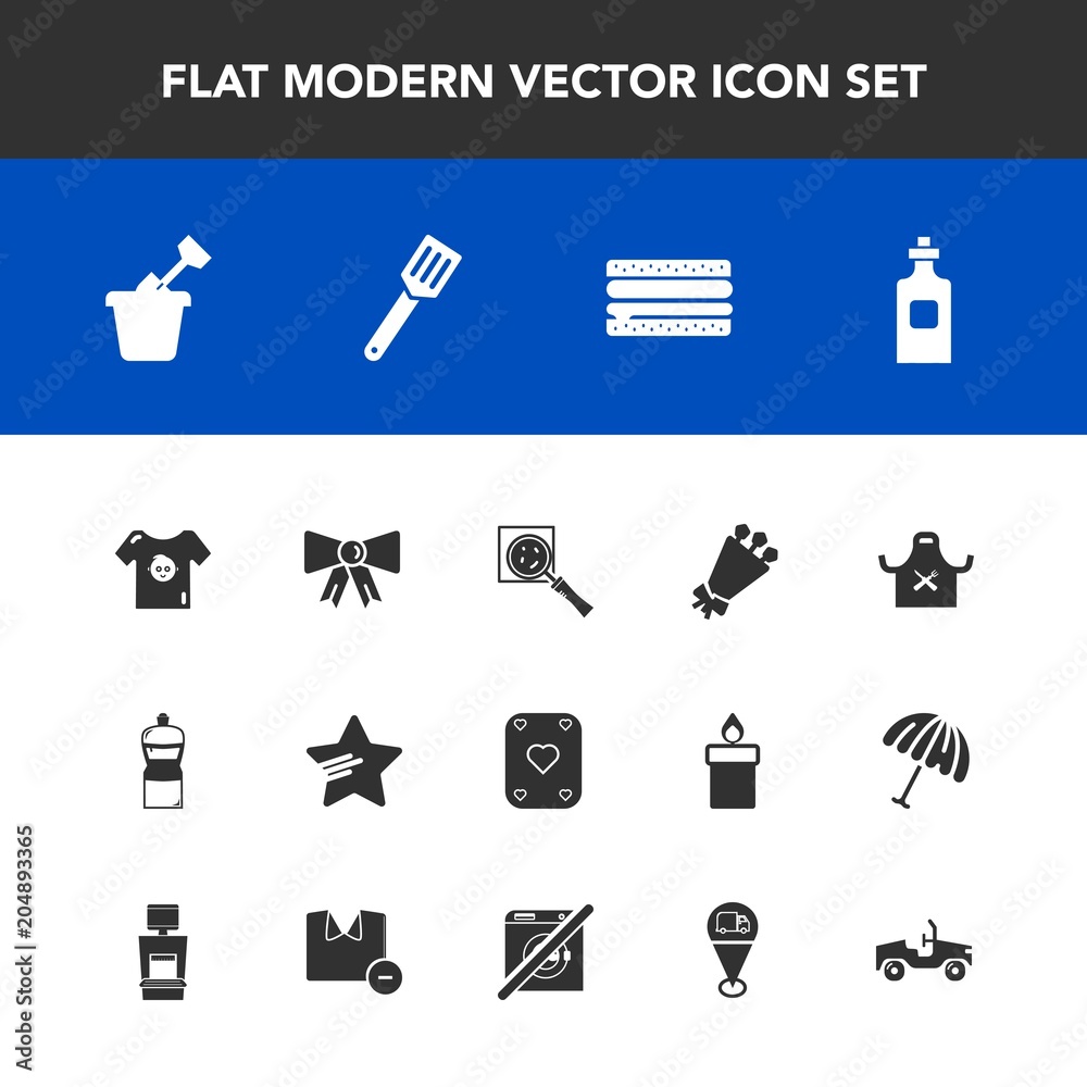Modern, simple vector icon set with cleaner, sandwich, clothing, kid, glass, star, game, find, sand, search, liquid, food, fashion, snack, kitchen, bow, chief, sign, play, poker, sandbox, flower icons Modern, simple vector icon set with cleaner, sandwich, clothing, kid, glass, star, game, find, sand, search, liquid, food, fashion, snack, kitchen, bow, chief, sign, play, poker, sandbox, flower icons