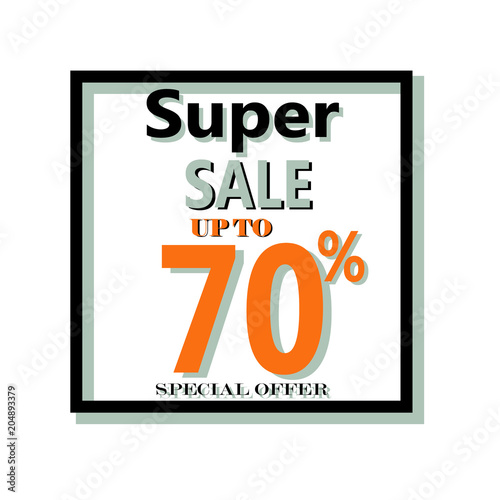 Super sale banner. Sale and discounts. Vector poster illustration. Super Sale lettering calligraphy card.