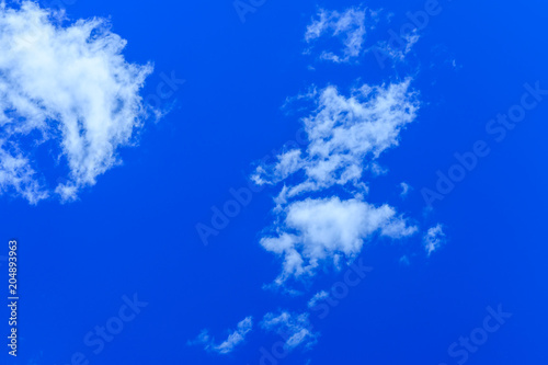 White fluffy clouds in a deep blue sky