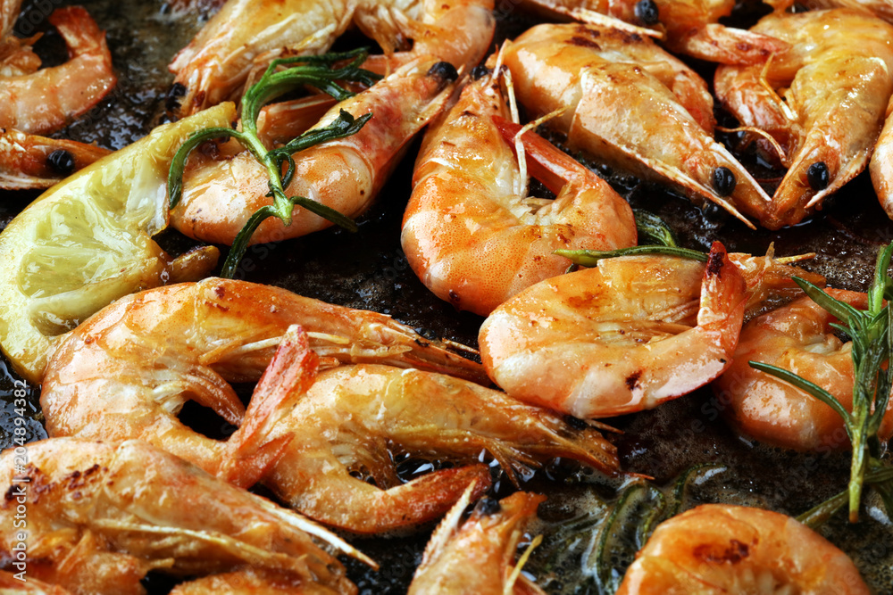 Grilled shrimp skewers. Seafood, shelfish. Shrimps Prawns skewers with herbs, garlic and lemon. Grilled shrimp skewers. Seafood, shelfish. Shrimps Prawns skewers with herbs, garlic and lemon.