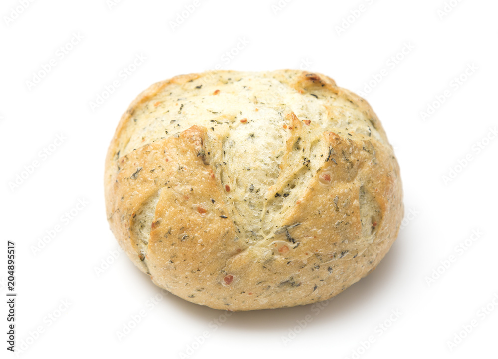 Herb Artisan Bread on a White Background Herb Artisan Bread on a White Background