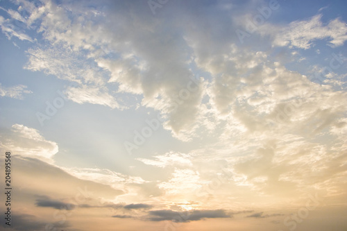 Beautiful sunrise or sunset landscape.Sunshine in summer background.Scenic beautiful nature cloudscape with sunlight in summer time. © MemoryMan
