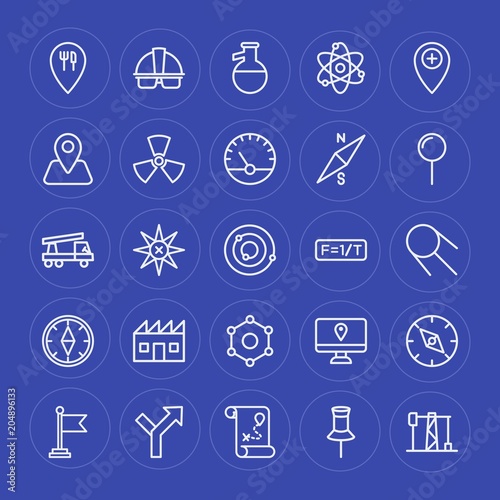 Modern Simple Set of industry, science, location Vector outline Icons. Contains such Icons as science, technology, star, power, way, gas and more on blue background. Fully Editable. Pixel Perfect.
