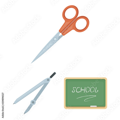 School and education cartoon icons in set collection for design.College, equipment and accessories vector symbol stock web illustration.