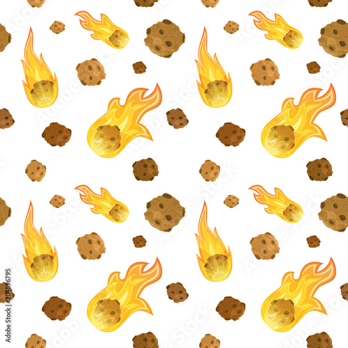 Seamless background with meteorites and comets