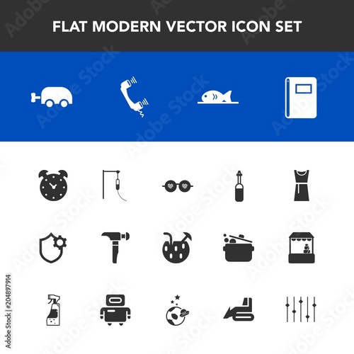 Modern, simple vector icon set with laboratory, meat, medical, book, hour, equality, call, cocktail, technology, security, telephone, alarm, clock, saw, medicine, equipment, time, hippie, style icons