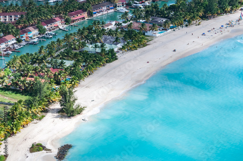 Beach of an Caribbean Island, helicopter view