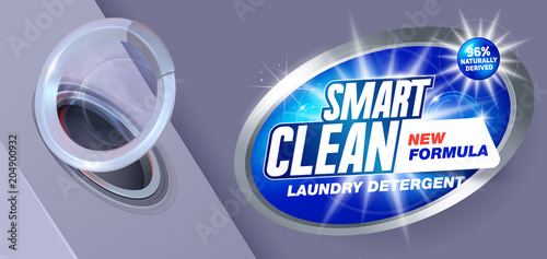 Smart clean washing.Template for laundry detergent. Package design for Washing Powder & Liquid Detergents. Vector illustration