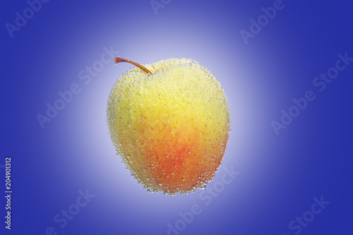 yellow and red Apple in the air bubbles photo