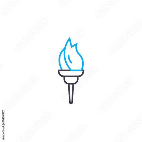 Fire cup vector thin line stroke icon. Fire cup outline illustration, linear sign, symbol isolated concept.