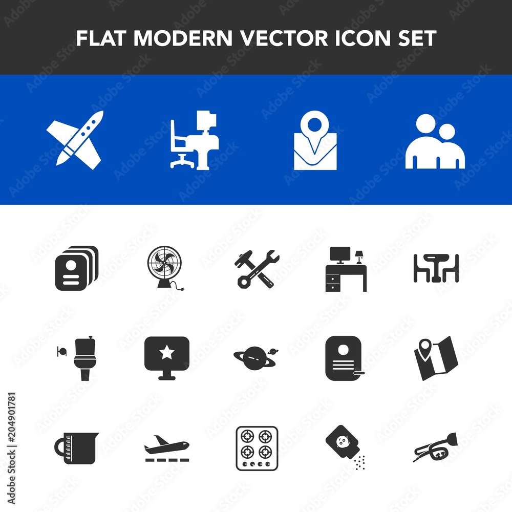 Modern, simple vector icon set with health, work, man, space, location, astronomy, business, home, public, sound, id, card, food, toilet, bathroom, spanner, equipment, trumpet, people, hammer icons Modern, simple vector icon set with health, work, man, space, location, astronomy, business, home, public, sound, id, card, food, toilet, bathroom, spanner, equipment, trumpet, people, hammer icons