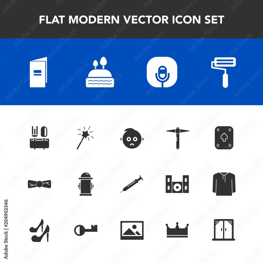 Modern, simple vector icon set with safety, home, fire, dessert, kid, food, house, paper, fashion, hydrant, roll, elegance, department, play, cake, microphone, equipment, paint, sweet, water icons Modern, simple vector icon set with safety, home, fire, dessert, kid, food, house, paper, fashion, hydrant, roll, elegance, department, play, cake, microphone, equipment, paint, sweet, water icons