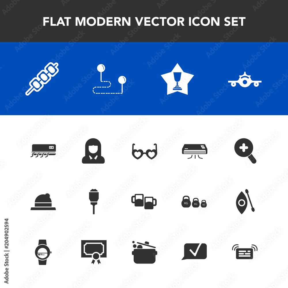 Modern, simple vector icon set with kebab, woman, fashion, lantern, sunglasses, street, point, departure, conditioning, light, map, bar, destination, clothing, zoom, airplane, grilled, glass icons Modern, simple vector icon set with kebab, woman, fashion, lantern, sunglasses, street, point, departure, conditioning, light, map, bar, destination, clothing, zoom, airplane, grilled, glass icons
