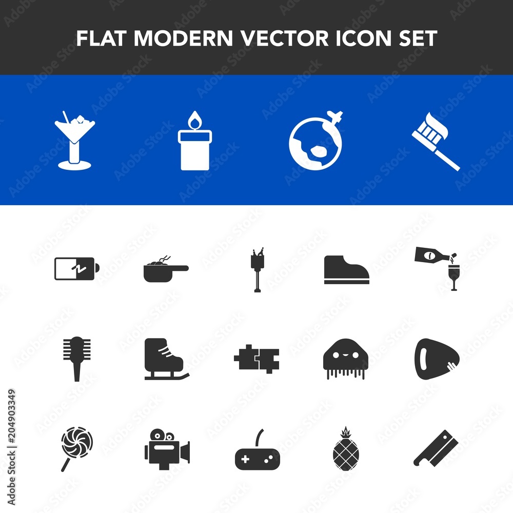 Modern, simple vector icon set with travel, food, skating, ice, winter, dish, fashion, energy, fire, cocktail, dinner, glass, alcohol, footwear, drink, battery, flame, candle, wax, bar, airplane icons Modern, simple vector icon set with travel, food, skating, ice, winter, dish, fashion, energy, fire, cocktail, dinner, glass, alcohol, footwear, drink, battery, flame, candle, wax, bar, airplane icons