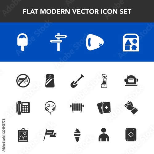 Modern, simple vector icon set with toy, housework, air, salt, male, tool, bottle, direction, guitar, shovel, hot, boy, banner, communication, water, technology, conditioner, audio, spice, phone icons